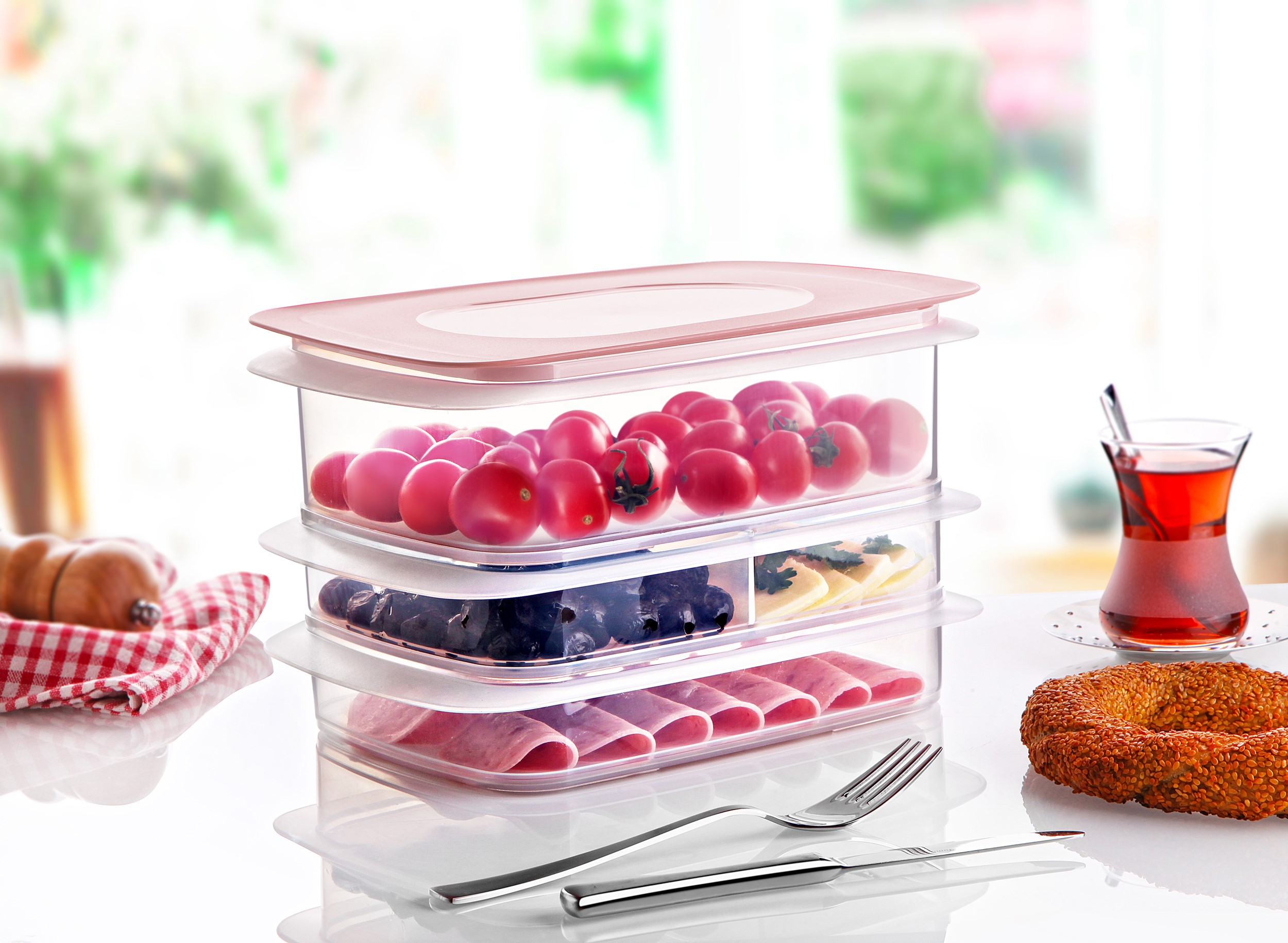 3 lü Katlı Saklama Organizer Set (2x 1,35+2,1 lt)